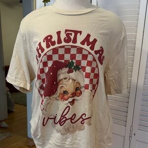 Bella Canvas Cream Kids Christmas Vibes Graphic Tee with Red Accents